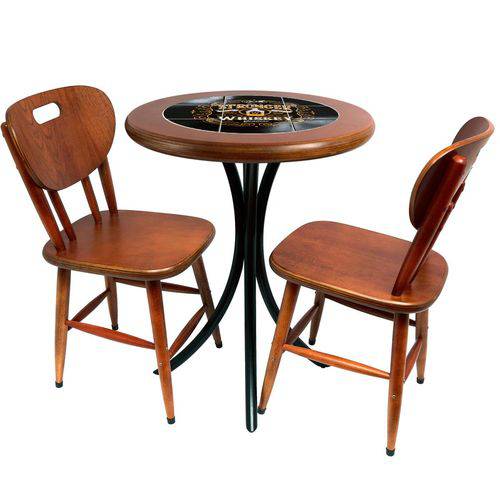 Conjunto de Mesa com 2 Cadeiras Azulejo Stronger Whiskey 60cm Imbuia - Tambo