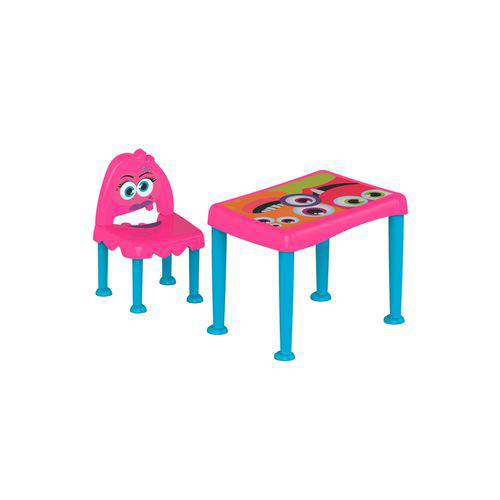 Conjunto de Mesa e Cadeira Monster Infantil Rosa