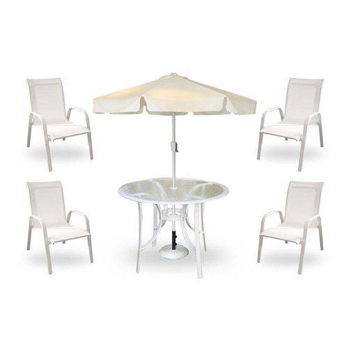 Conjunto de Mesa e Cadeiras Sorrento com Ombrelone Branco