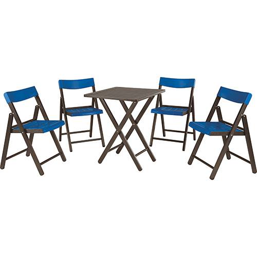 Conjunto de Mesa para Bar Potenza com 4 Cadeiras Tabaco com Azul - Tramontina