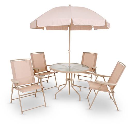 Conjunto de Mesa para Jardim Redonda Malibu com 4 Cadeiras Bege - Mor