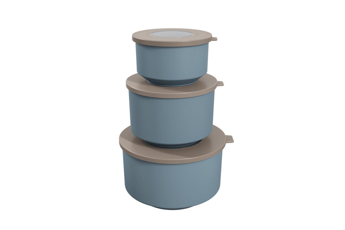 Conjunto de 3 Potes Hoop 8,3x19,6x11cm Azul Fog e Warm Gray Coza
