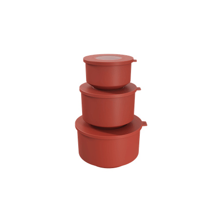 Conjunto de 3 Potes Hoop 8,3x19,6x11cm Vermelho Goiaba Coza