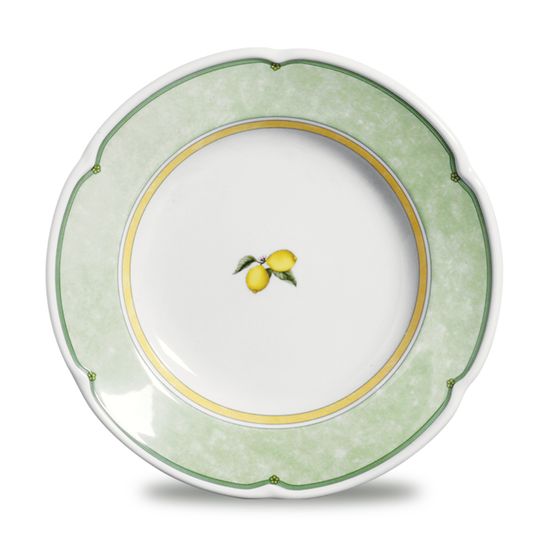 Conjunto de Pratos Fundo Provenza Lemon Porcelana 6 Peças Branco, Verde e Amarelo Verbano