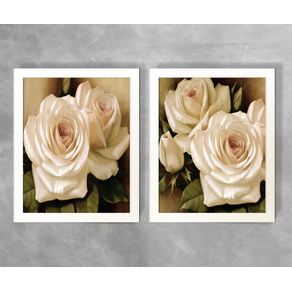 Conjunto de Quadros Flor 1 e 2 Flor 1 e 2 Branca 3cm