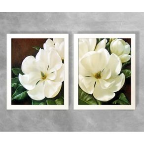 Conjunto de Quadros Flor 11 e 12 Flor 11 e 12 Branca 3cm