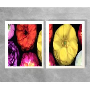 Conjunto de Quadros Flor Color 1A e 1B Flor Color 1A e 1B Branca 3cm