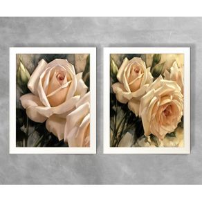 Conjunto de Quadros Flor 3 e 4 Flor 3 e 4 Branca 3cm