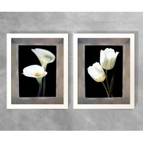 Conjunto de Quadros Floral Copo de Leite 1 e 2 Floral Copo de Leite 1 e 2 Branca 3cm