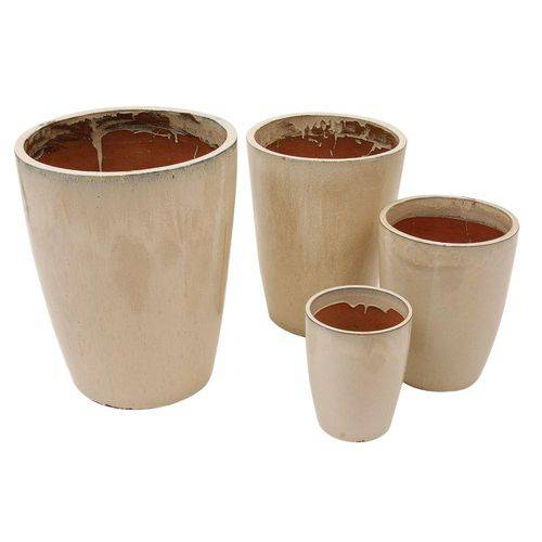 Conjunto de Vasos de Cerâmica Vietnamitas Bege - 4 Peças