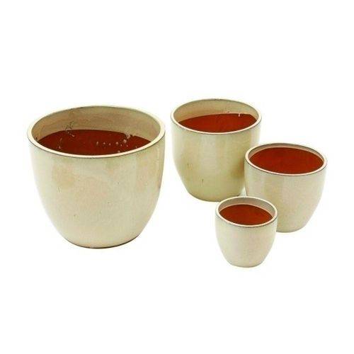 Conjunto de Vasos de Cerâmica Vietnamitas Bege - 4 Peças