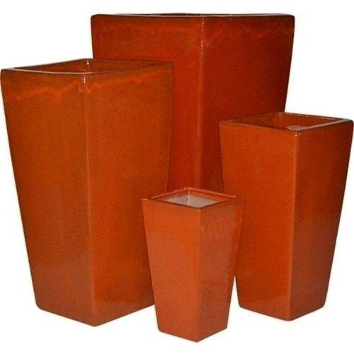 Conjunto de Vasos de Cerâmica Vietnamitas Laranjas - 4 Peças
