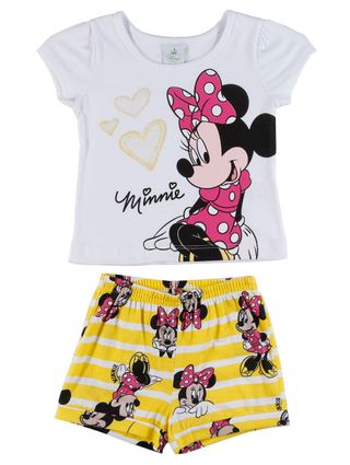 Conjunto Disney Baby Infantil para Bebê Menina - Branco/amarelo