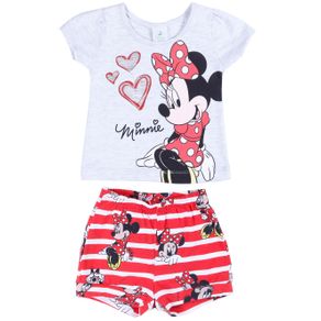 Conjunto Disney Baby Infantil para Bebê Menina - Cinza/vermelho M