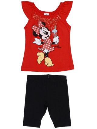 Conjunto Disney Infantil para Bebê Menina - Vermelho/preto