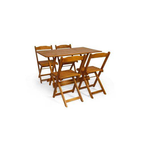 Conjunto Dobrável 120x70 com 4 Cadeiras - Mel - Btb Móveis