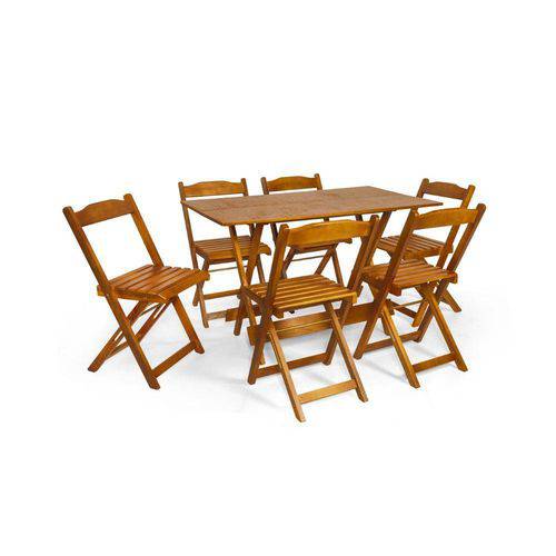 Conjunto Dobrável 120x70 com 6 Cadeiras - Mel - Btb Móveis