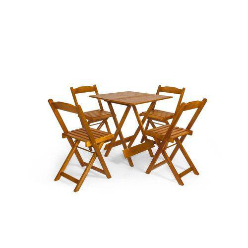 Conjunto Dobrável 70x70 com 4 Cadeiras - Mel - Btb Móveis