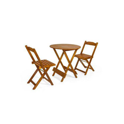 Conjunto Dobrável 70x70 Redondo com 2 Cadeiras - Mel - Btb Móveis