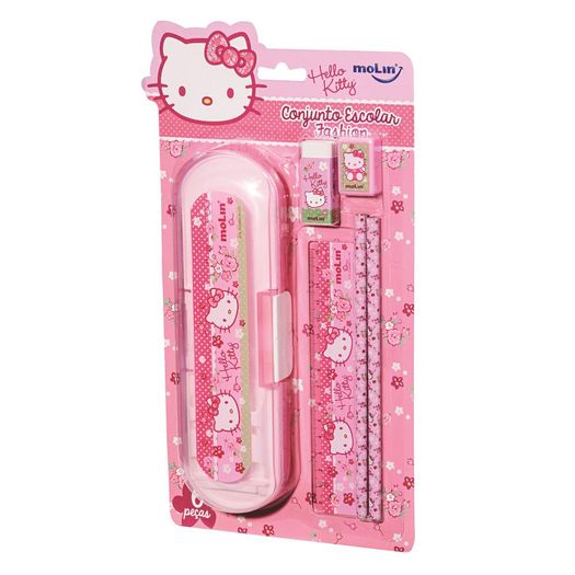 Conjunto Escolar Hello Kitty Rosa 6pcs 21633 Molin
