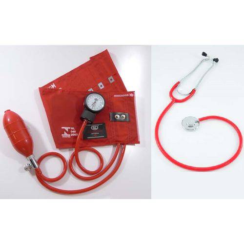 Conjunto Esfigmomanômetro e Estetoscópio Unisson (vermelho) Innova - Bic - Cód: Cj0314