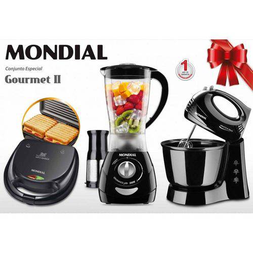 Conjunto Especial Gourmet Ii Kt-56 Mondial 127v - Sanduicheira Liquidificador Batedeira