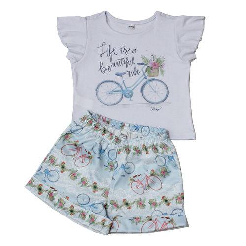 Conjunto Feminino Tóing Infantil Shorts Bike Branco