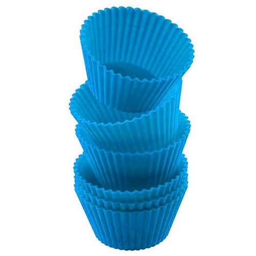 Conjunto Forma Cupcake Silicone 6 Peças B066 Azul Basic Kitchen