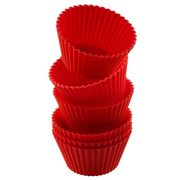 Conjunto Forma Cupcake Silicone 6 Peças B066 Vermelha Basic Kitchen