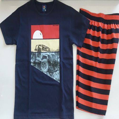 Conjunto Infantil Masculino Camiseta Manga Curta e Bermuda Tactel Pipa