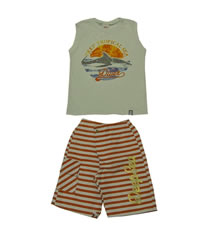 Conjunto Infantil Menino Camiseta e Bermuda Listrada