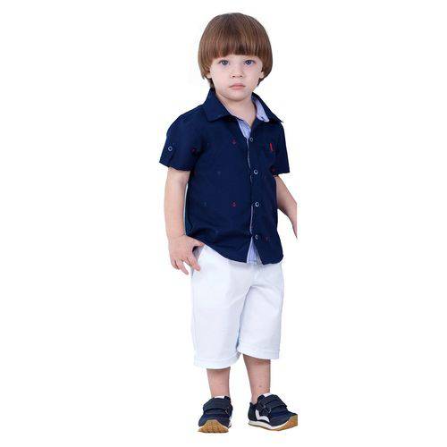 Conjunto Infantil Pupi Baby Camisa Bermuda e Cinto Azul