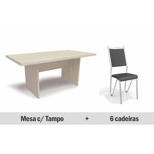 Conjunto Jantar Kappesberg- Base Madeira Versatti 160cm+6 Cadeiras Londres Cromadas- Cromada- Preto