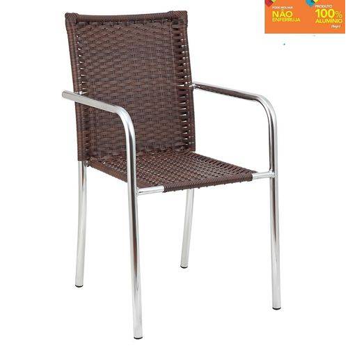 Conjunto Liz para Jardim Mesa + 4 Cadeiras em Aluminio e Fibra Sintética Castanho - Alegro Móveis