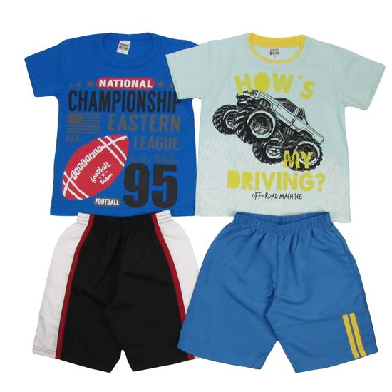 Conjunto Masculino Infantil Verão Kit com 2 Unidades Azul Royal e Verde Claro-4