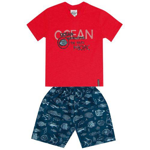 Conjunto Masculino Infantil Vermelho Ocean Abrange