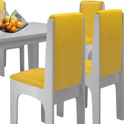 Conjunto Mesa com 6 Cadeiras - Miami - Dobuê - Branco / Canário