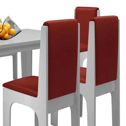 Conjunto Mesa com 6 Cadeiras - Miami - Dobuê - Branco / Vermelho