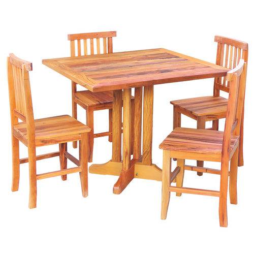 Conjunto Mesa de Jantar 1x1 M Madeira Maciça Demolição com 4 Cadeiras Mineira