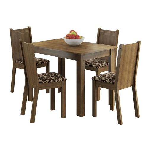 Conjunto Mesa de Jantar com 4 Cadeiras Rustic-Cacau Rute Madesa