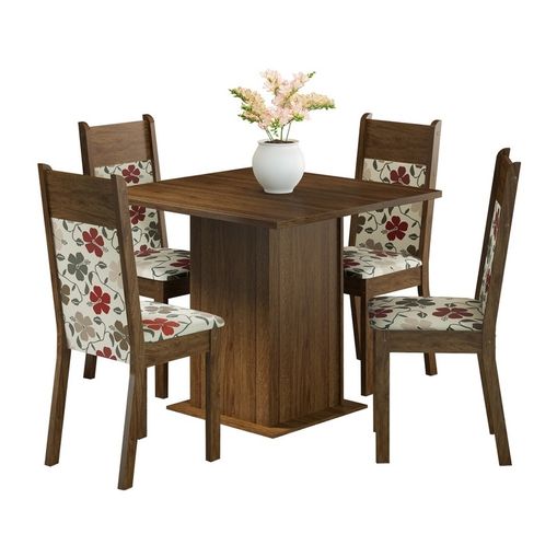 Conjunto Mesa de Jantar com 4 Cadeiras Rustic-Hibiscos Malibu Madesa