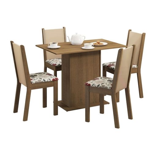 Conjunto Mesa de Jantar com 4 Cadeiras Rustic-Hibiscos Talita Madesa