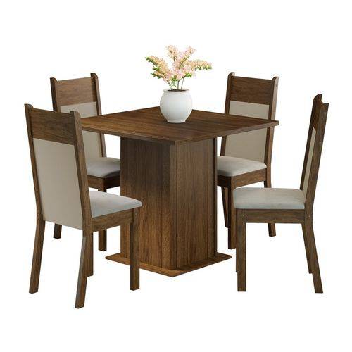 Conjunto Mesa de Jantar com 4 Cadeiras Rustic-Pérola Malibu Madesa