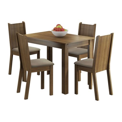 Conjunto Mesa de Jantar com 4 Cadeiras Rustic-Pérola Rute Madesa