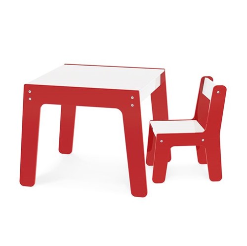 Conjunto Mesa e Cadeira Infantil Vermelha Junges