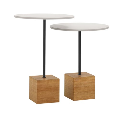 Conjunto 2 Mesas Lateral Table Redonda - Wood Prime OC 27503