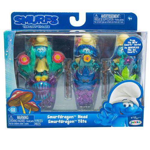 Conjunto 3 Mini Figuras - Smurfs - Smurfdragon - Head - Sunny