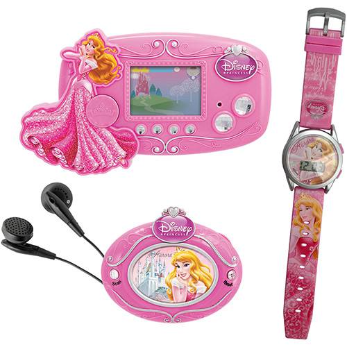 Conjunto Mini Game + Rádio FM + Relógio das Princesas Aurora Candide