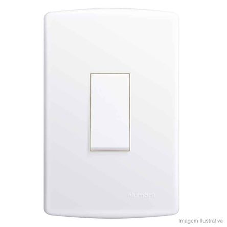 Conjunto Montado de Interruptor Simples com Placa Branco Siena Alumbra