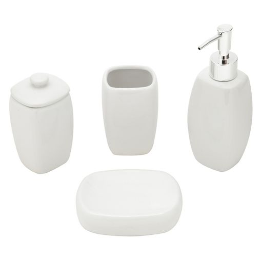 Conjunto para Banheiro 3 Peças em Cerâmica Branco Lope 4007 Lyor